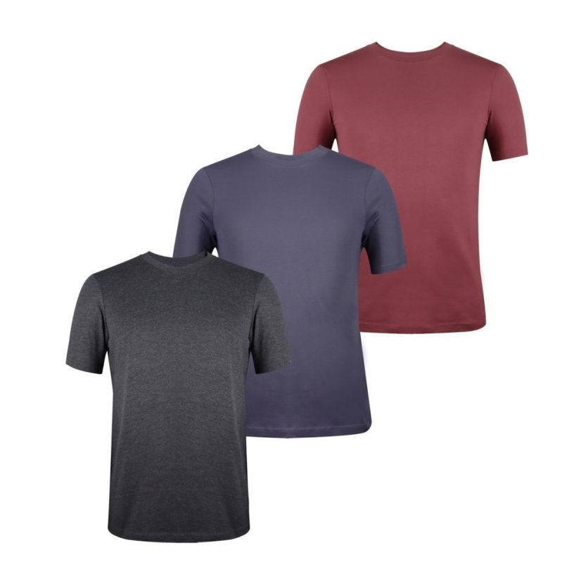 Donnay 3 Pack T Shirts Mens Burg/StBlu/Char