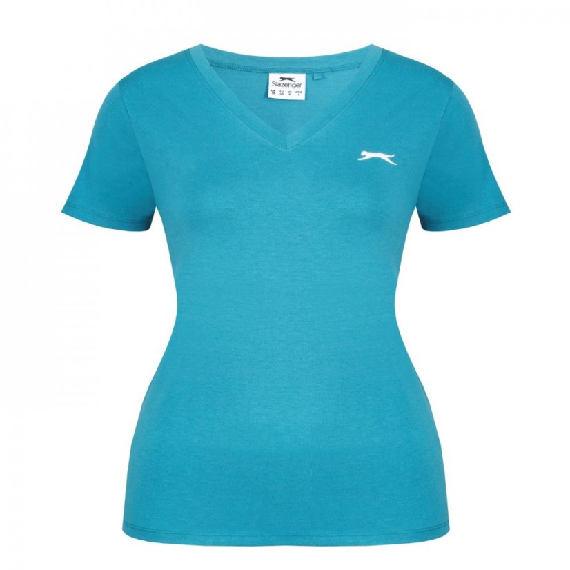 Slazenger V Neck T Shirt Ladies Teal