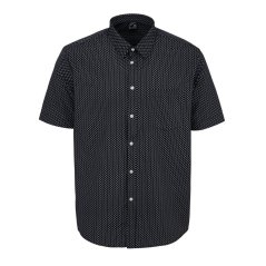 Fabric Short Sleeve Poplin Shirt Mens Black Geo