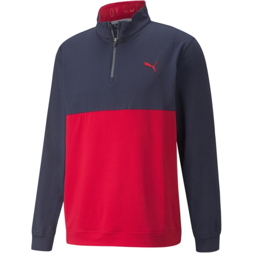 Puma Gamer Colorblock quarter Zip Fleece Mens Navy/Red