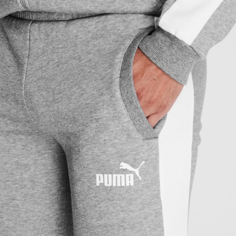 Puma Clean Fleece Tracksuit Mens Grey/White