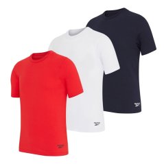 Reebok Mens 3 Pack T Shirts Santo Red/White/Navy