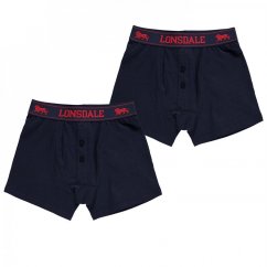 Lonsdale 2 Pack Boxers Junior Navy/Bright Red