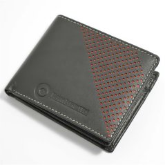 Lambretta Men's Punched Leather Billfold Wallet Black