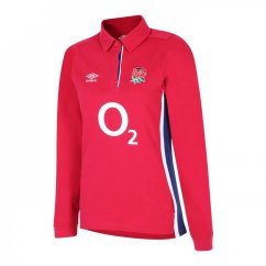 Umbro England Long Sleeve Alternate Classic Rugby Shirt 2021 2022 Womens Red/Blue