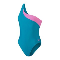 Speedo Women's Asymmetric One Piece Swimsuit Green/Pink