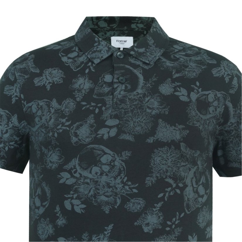 Firetrap All-Over Print Polo Top Mens Black