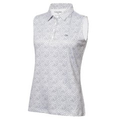 Calvin Klein Golf Women's Sleeveless Performance Polo Shirt White Navy