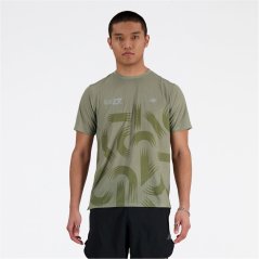 New Balance London Edition Printed Athletics Run T-Shirt Mens Khaki Print