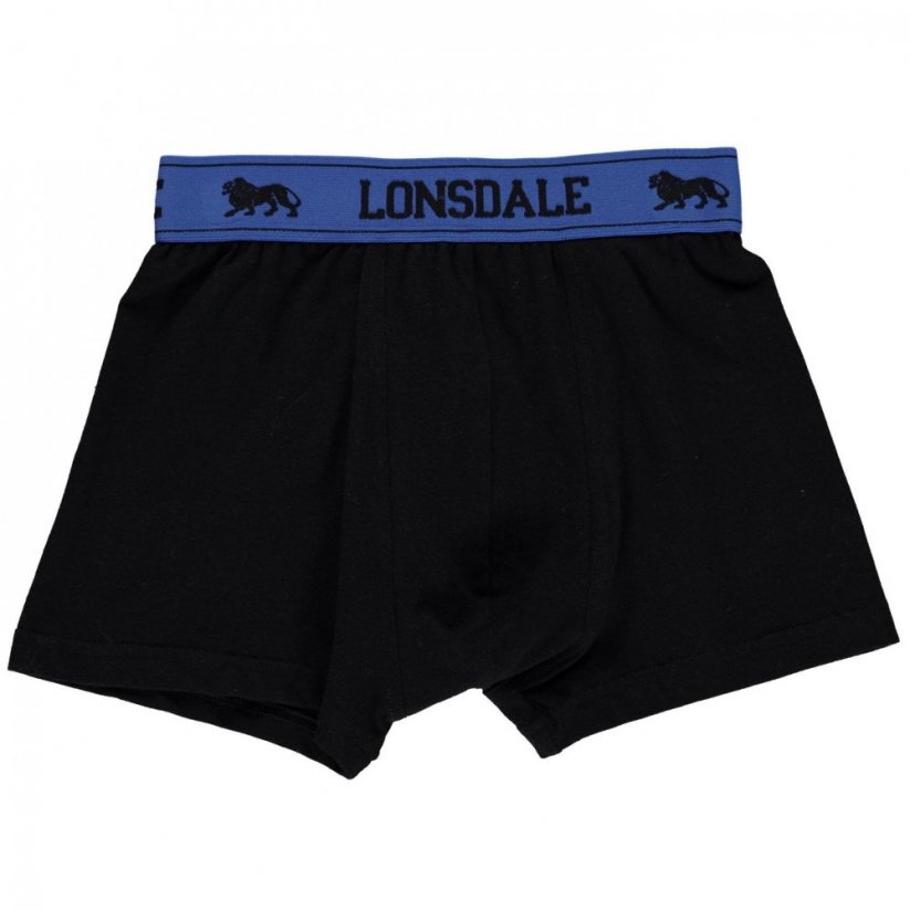 Lonsdale 2 Pack Trunk Shorts Junior Boys Black/Brt Blue