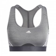 adidas Powerreact Training Medium Support 3-Stripes Bra Womens Grey/White