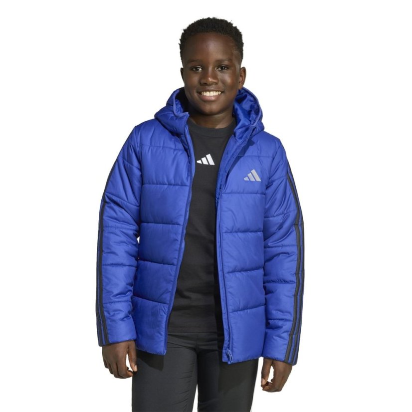 adidas Unisex Kids Essentials 3S Hooded Long Sleeve Puffer Jacket Blue/Black