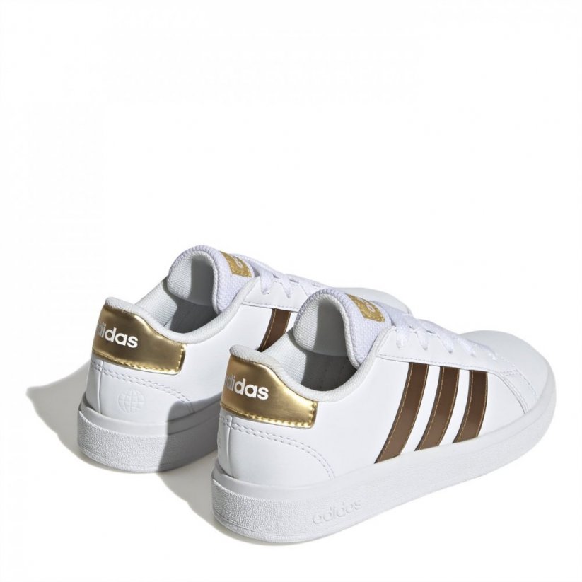adidas Grand Court Sustainable Shoes Juniors Ftwwht/Magold