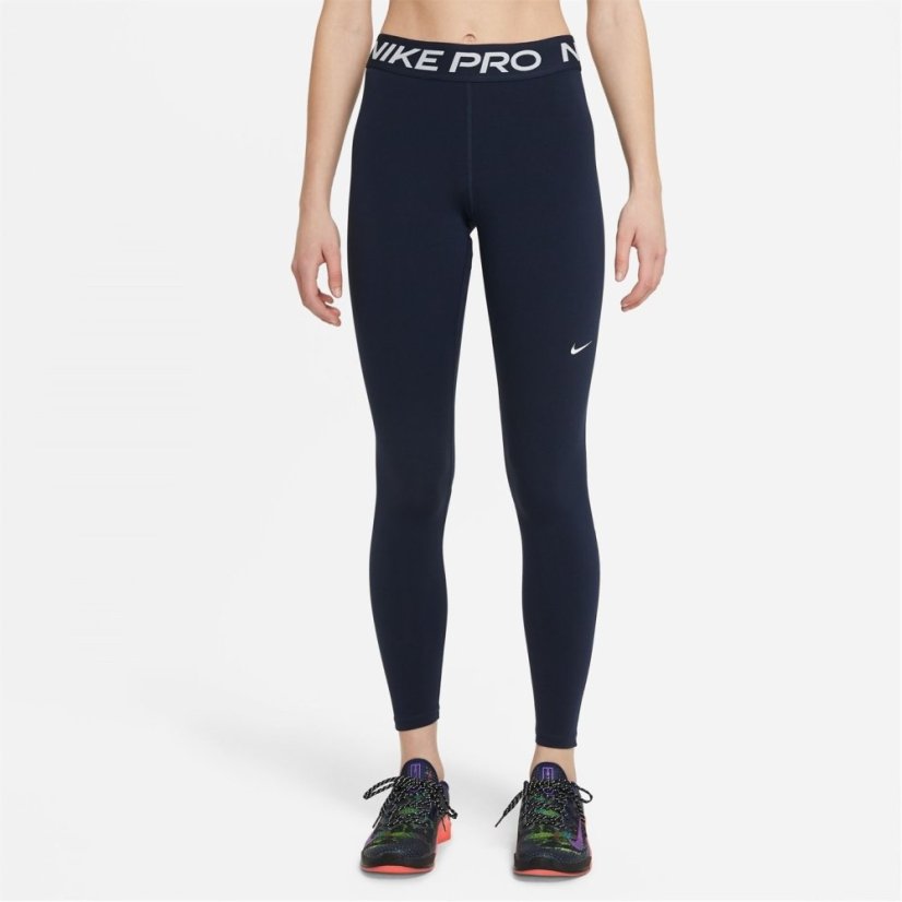 Nike Pro Women's Mid-Rise Mesh-Panelled Leggings Obsidian/ White