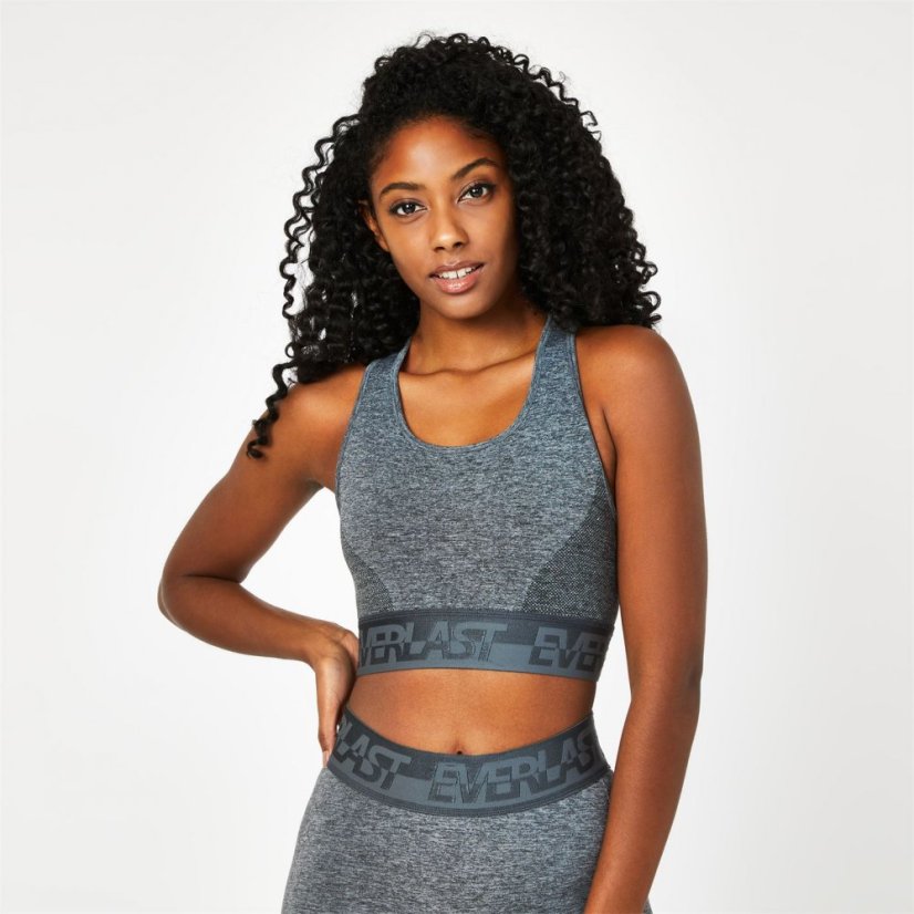 Everlast Seamless Logo Sports Bra Womens Charcoal Marl