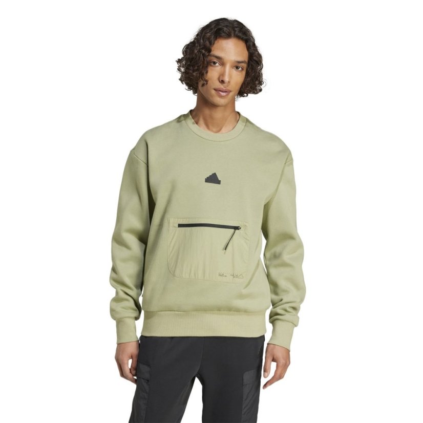 adidas City Escape Fleece Sweatshirt Mens Tent Green