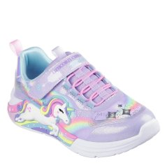 Skechers Lighted Unicorn Bungee & Gore Sneak Light Up Trainers Girls Purple