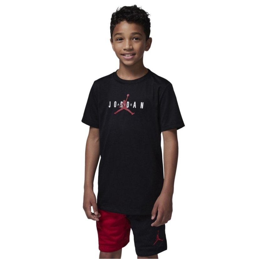 Air Jordan Air Longline Graphic T Shirt Junior Boys Black/Red