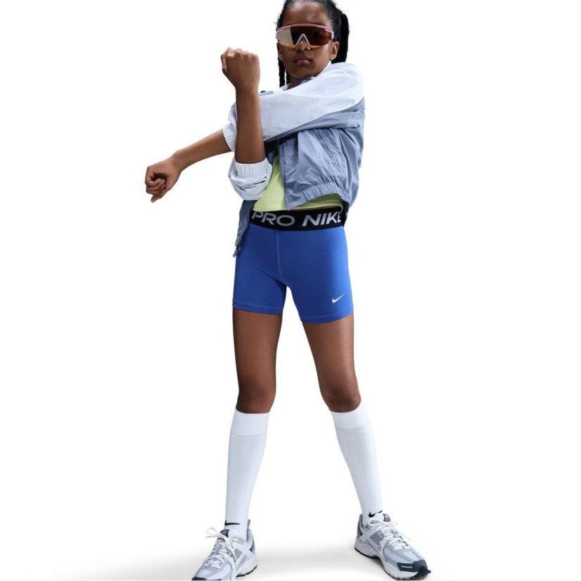Nike Pro Shorts Junior Girls Blue/White