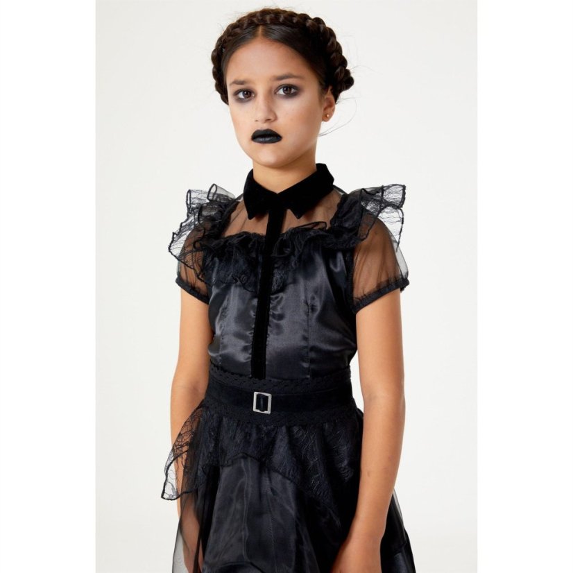 Character Girls Wednesday Prom Dress Up Costume Black