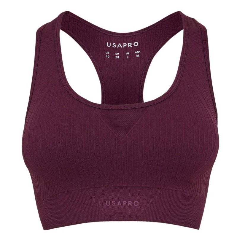 USA Pro UP Seamless Crop Sports Bra Dark Cherry