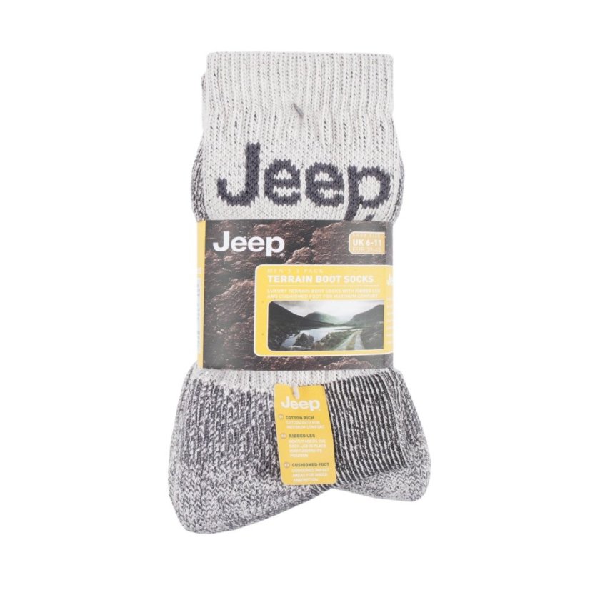 Jeep 3 Pack Terrain Boot Sock Mens Ecru/Charcoal