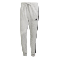 adidas Essentials Fleece Tapered Cuff 3-Stripes Joggers MedGrey/White