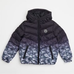Firetrap Kids' Camo Water and Wind Resistant Hooded Padded Puffer Jacket Black