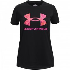 Under Armour Tech™ Print Fill Big Logo Short Sleeve Girls Black/Pink