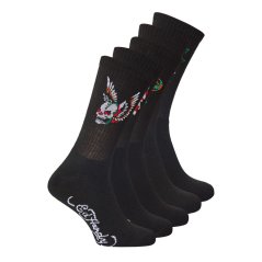 Ed Hardy Men's 5 Pack Crew Socks Black