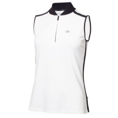 Calvin Klein Golf Women's Sleeveless Performance Polo Shirt White Navy