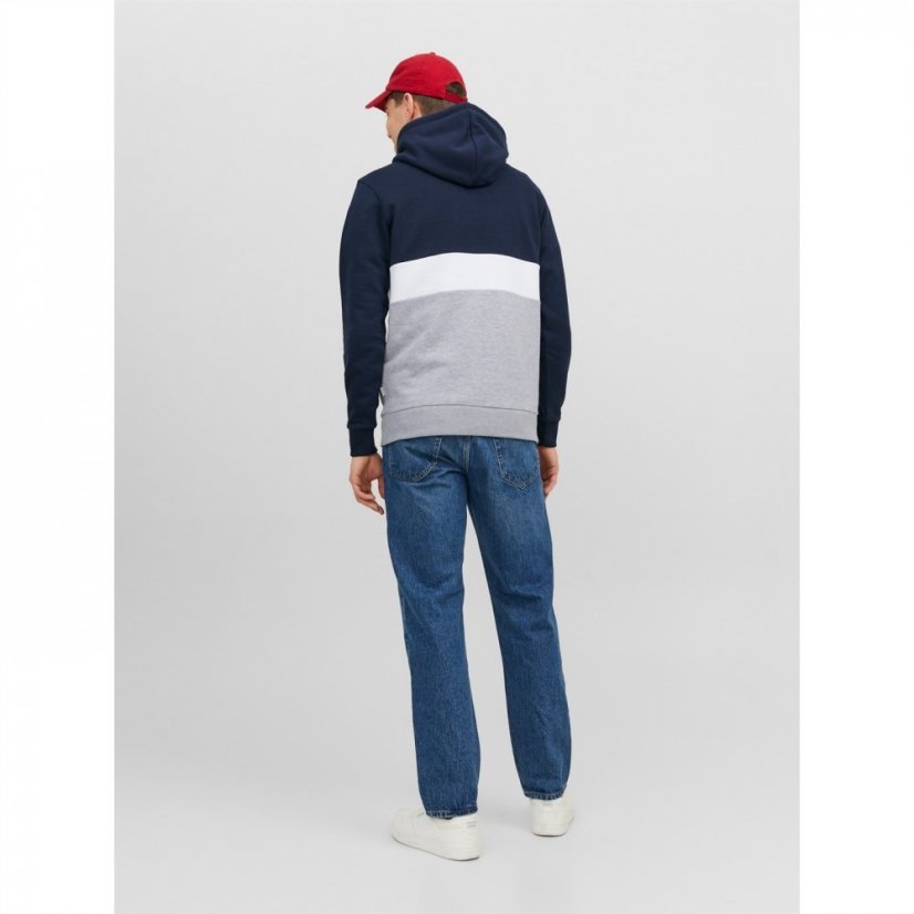 Jack and Jones Ereid Block Hoodie Navy Blazer