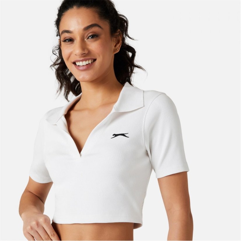 Slazenger Cropped Polo Top White