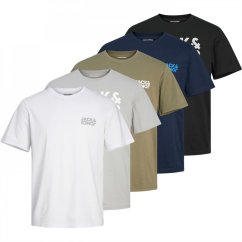 Jack and Jones 5-Pack Short Sleeve pánské tričko White/Grey/Khaki/Navy/Black