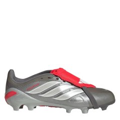 adidas Predator Fold-Over Tongue League Firm Ground Football Boots Childrens Grey/Red