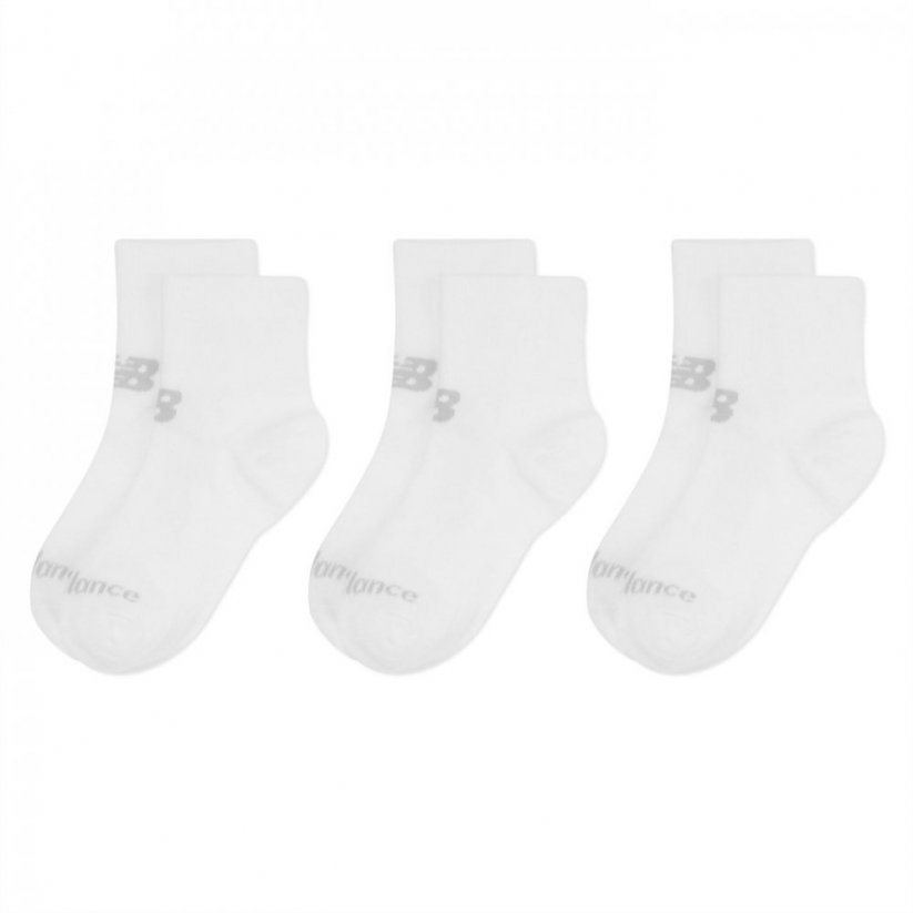 New Balance 3 Pack Ankle Socks White
