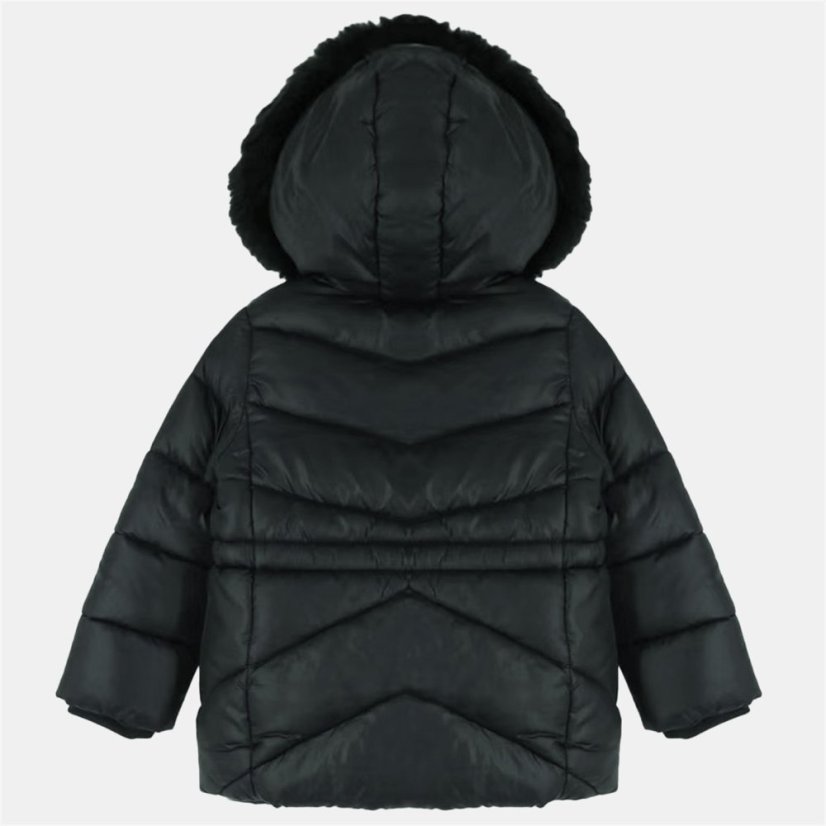 Firetrap Kids Fur Trimmed Hood Long Sleeve Short Puffer Jacket Black