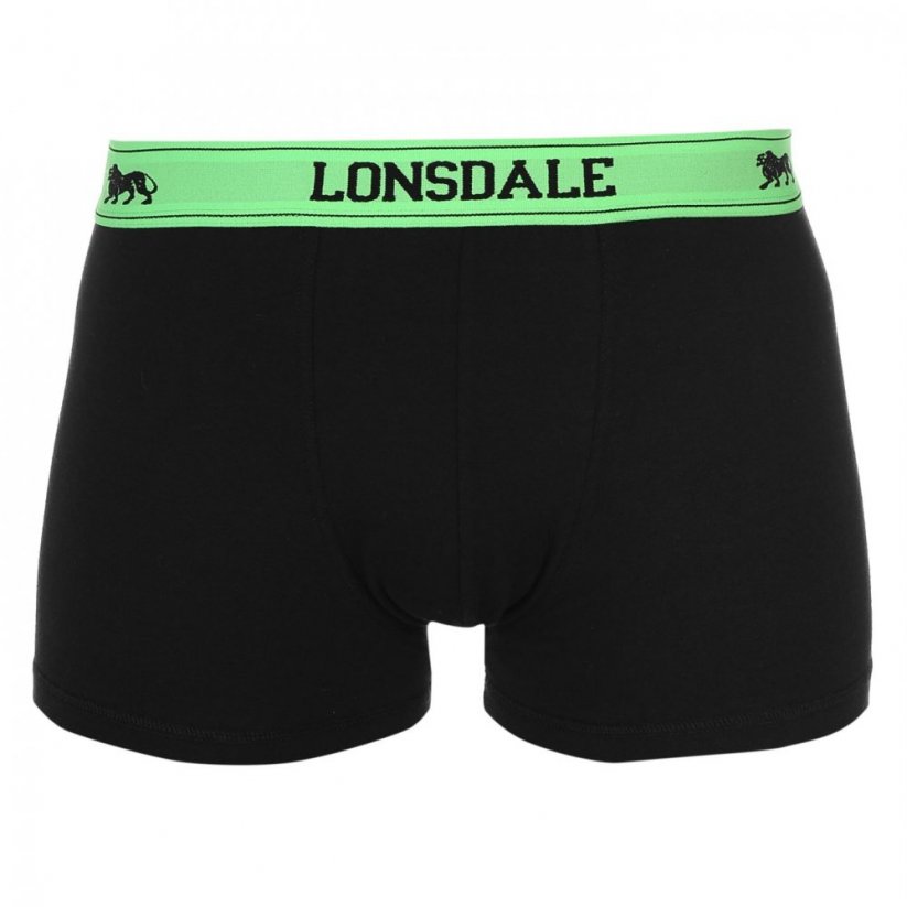 Lonsdale 2 Pack Trunks Mens Black/Fl Green