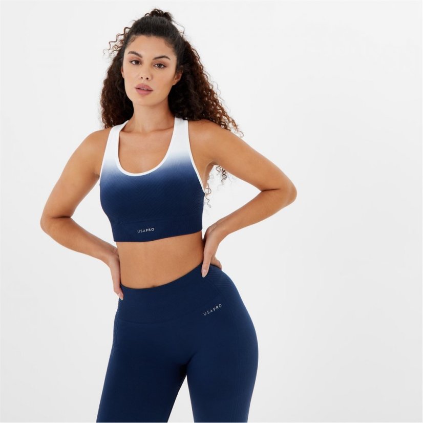 USA Pro Seamless Ombre Sports Bra Navy/White