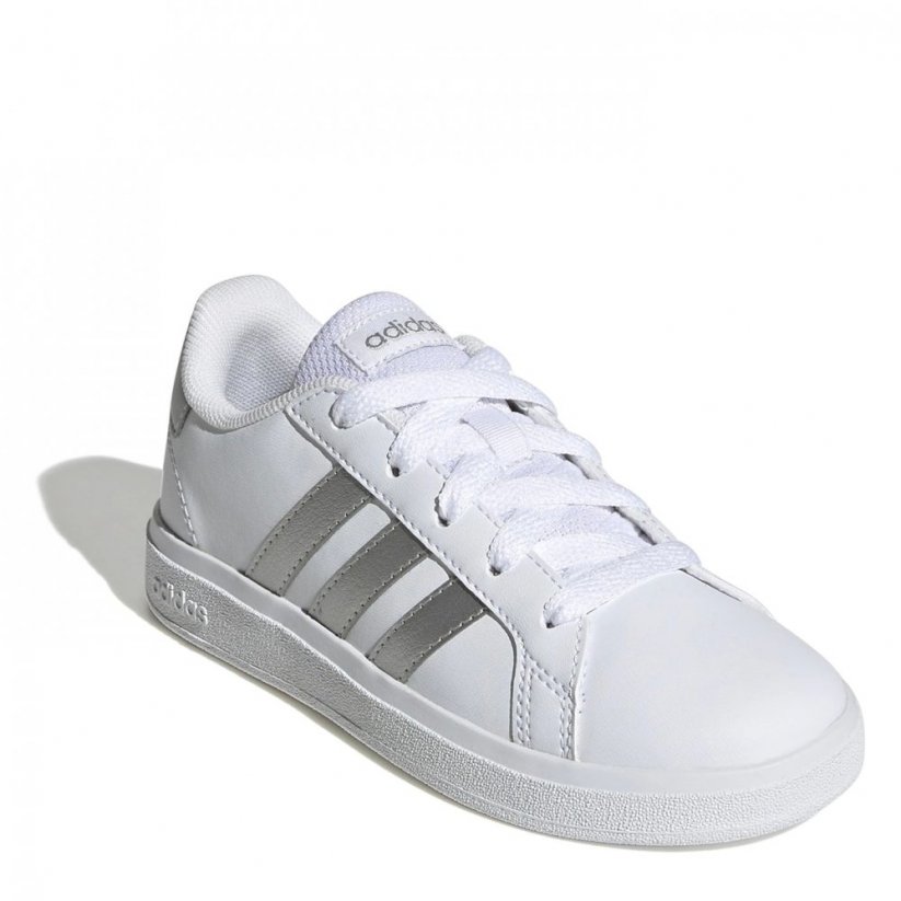 adidas Girls Grand Court Trainers White/ Silver