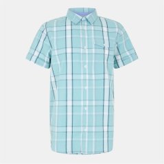 Bench Men's Giala Short-Sleeve Patterned Shirt Teal Check