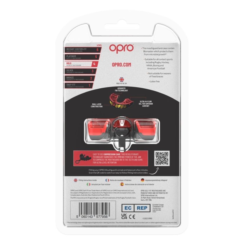 Opro Jawz Gold 44 Black/Red/Gold