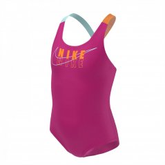 Nike Reflect Logo Crossback One Piece Swimsuit Junior Pink Prime