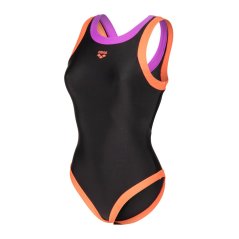 Arena Womens Bold Lines Swimsuit Black - Coral