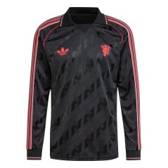 adidas Mufc Ls Jsy Football Shirt Mens Black