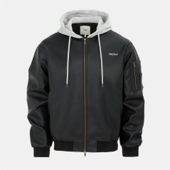 Firetrap Hood PU Jacket Mens Black