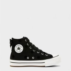 Converse Kids' Lift Bow Canvas High-Top Trainers Black/White