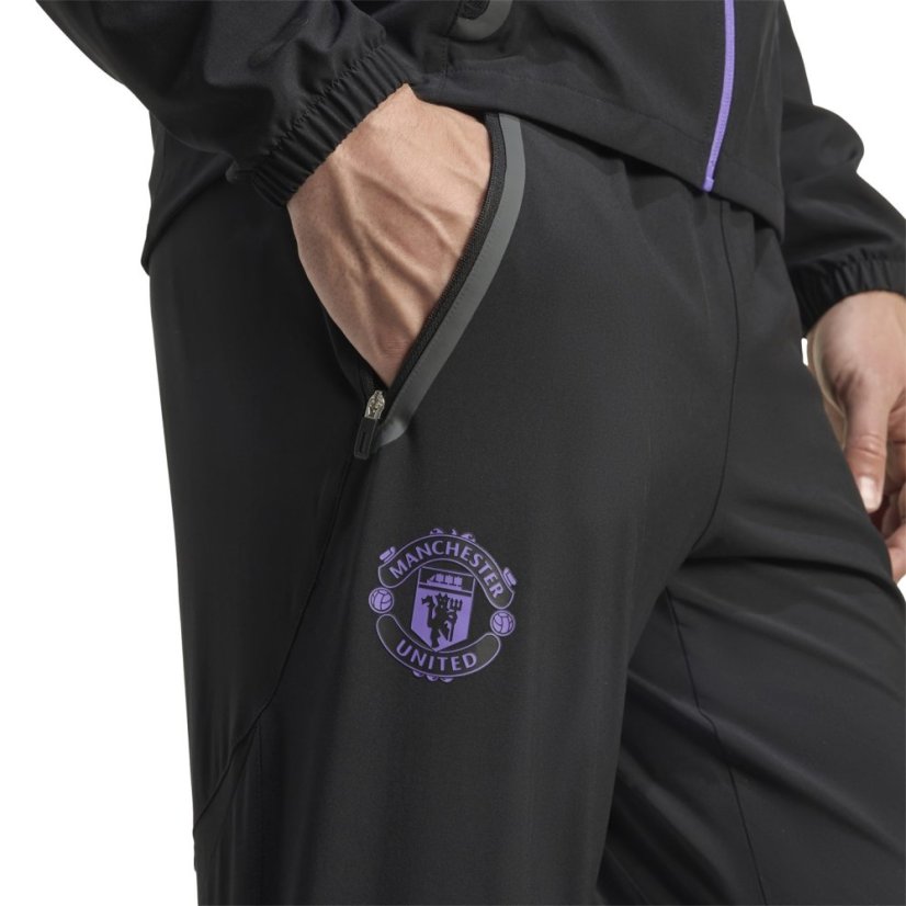 adidas Manchester United Travel Tracksuit Bottoms 2025 2026 Mens Black/Purple