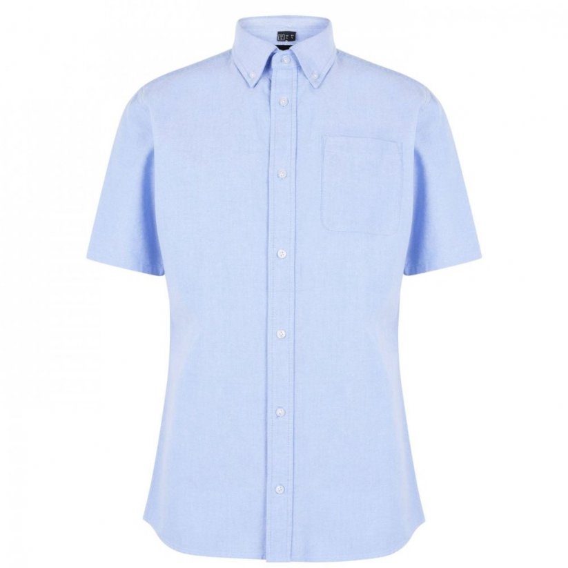 Firetrap Men's Classic Oxford Short Sleeve Shirt Blue