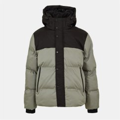 Everlast Men's Water Resistant Windproof Hooded Short Puffer Jacket Khaki/Black